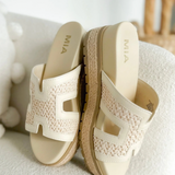 Bone/Natural Slip on Raffia MIA Wedge