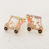 Pave Golf Cart Stud Earrings
