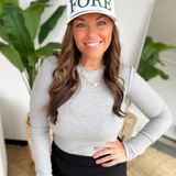 Grey Essential Ribbed Long Sleeve Top