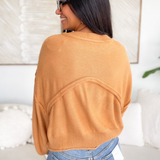 Wrenley Exposed Seam Pocket Orange Sweater