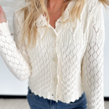 Cream Crochet Button Cardigan