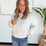 Grey Soft Knit Elastic Waistband Sweater