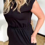 Black Elastic Waist Causal Maxi Dress