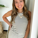Black Stripe Sleeveless Tank