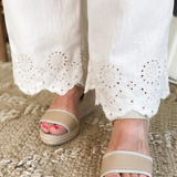 Embroidered Wide Leg Pants