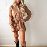 Mocha Collared Button Down Romper