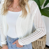 Ivory Lightweight Open Knit Cardigan