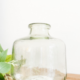 Clear Green Glass Vase-Short