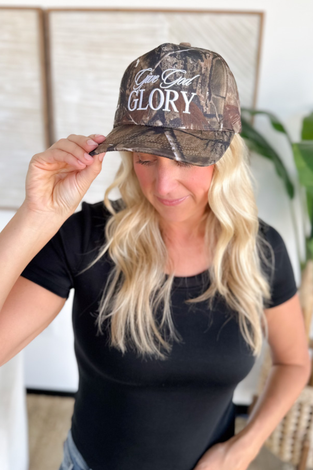 Give God Glory Camo Trucker Hat
