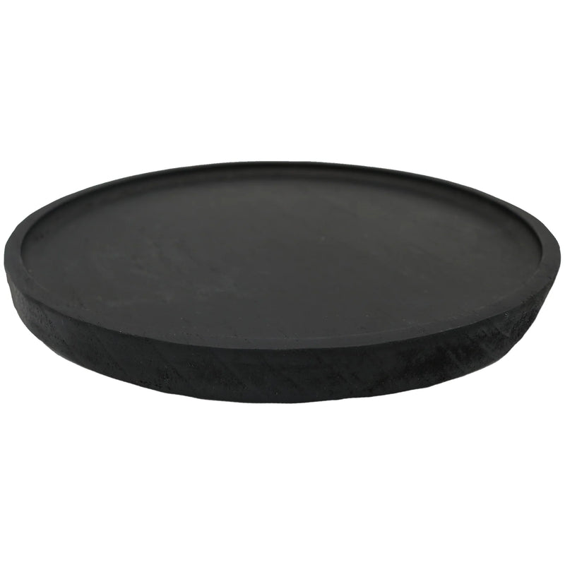 Black Round Wood Tray