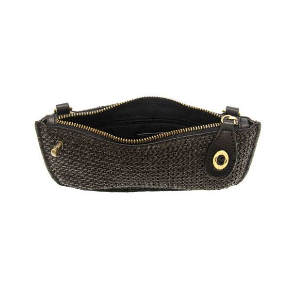 Black Straw Mini Crossbody