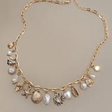 Charm Necklace-Seashells & Pearls