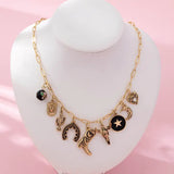 Dark Vintage Gold Western Charm Necklace
