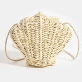 Straw Braided Seashell Bag
