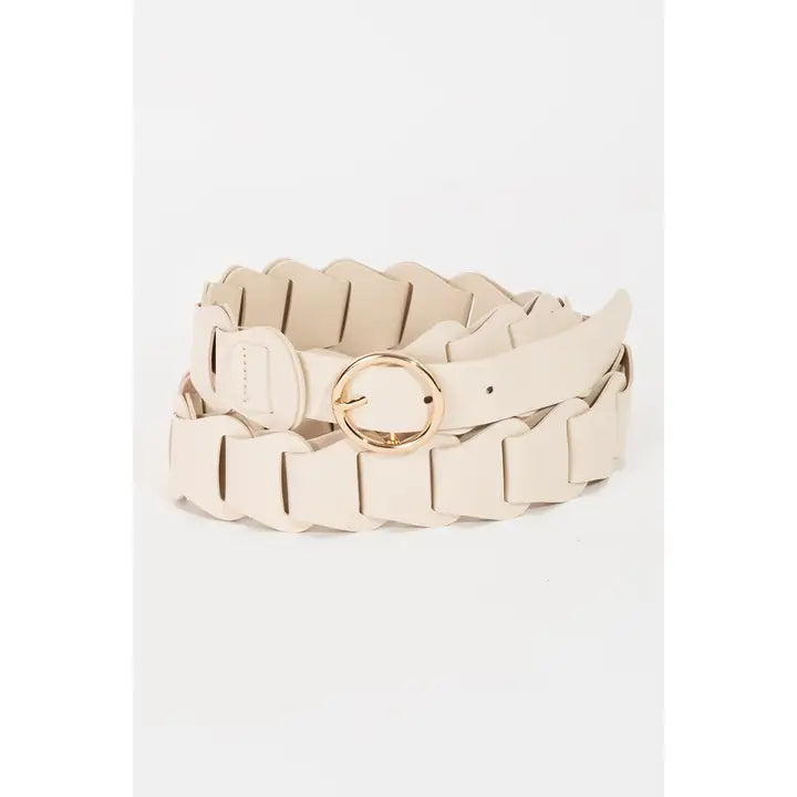 Faux Leather Braid Link Belt