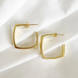 Aries Geometric Square Gold Filled Hoops Earrings