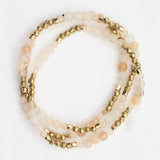 3 Strand Beaded Bracelet Set-Peach