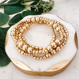 Beaded Bracelet Set of 4-Gold