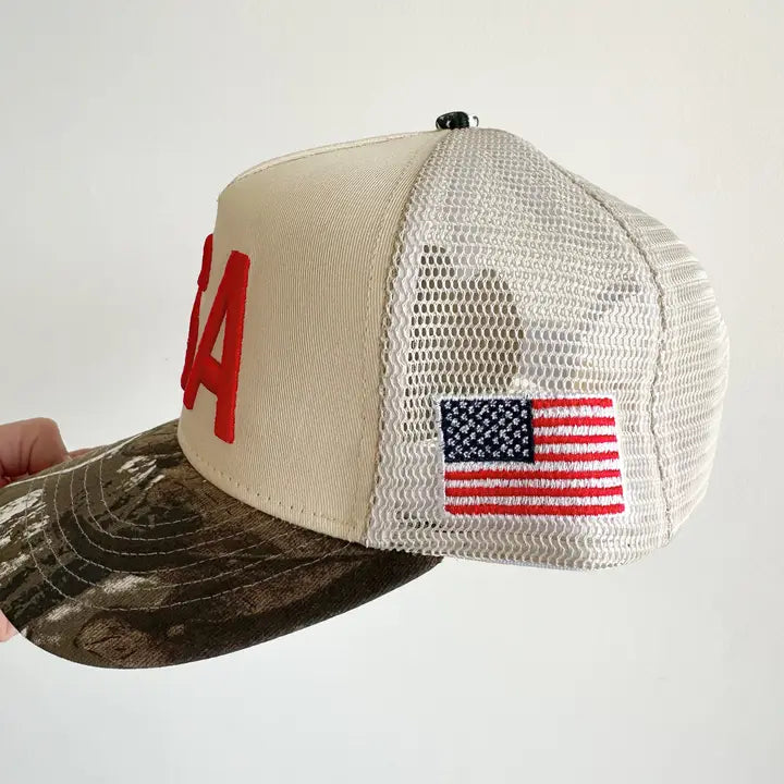USA Vintage Trucker Hat-Camo