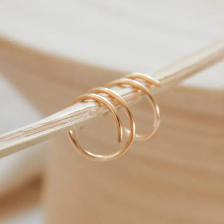 Twist in Double Huggie Hoop Earrings