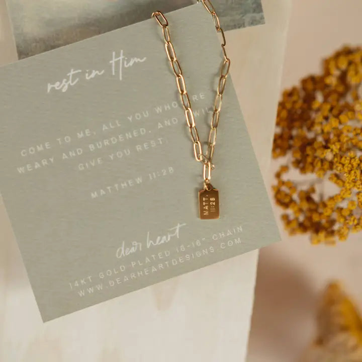 Rest In Him Mini Tag Necklace