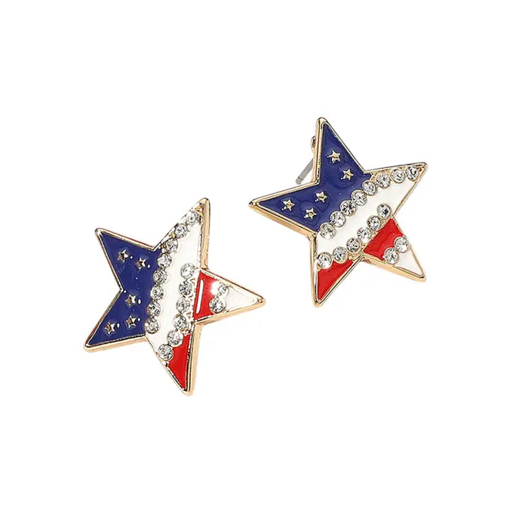 USA Flag Star Stud Earring