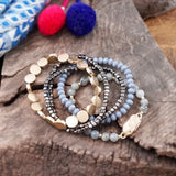 5 Piece Boho Beaded Bracelet Stack Semi Precious Glass Beads