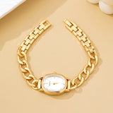 Oval Face Link Chain Bracelet Watch