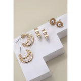 Pearl Hoop & Stud Trio Earrings