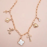 Gold & Pearl Clover Charm Necklace