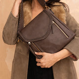 Lorelei Double Zip Whipstitch Trim Crossbody