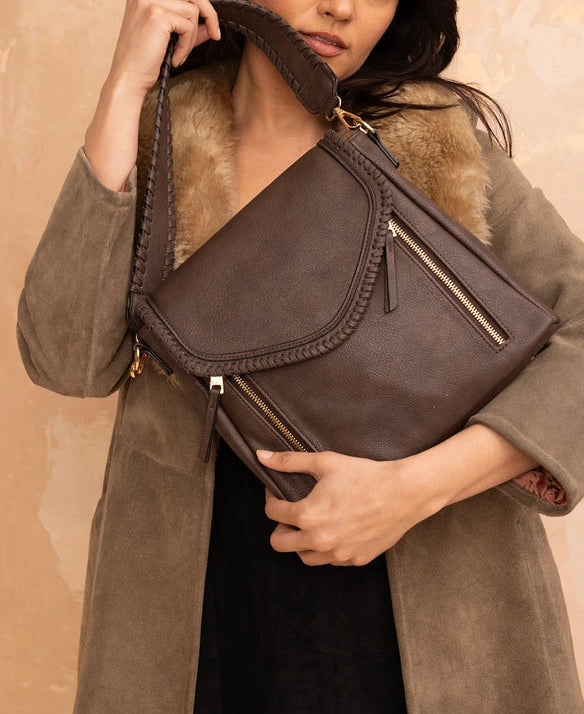 Lorelei Double Zip Whipstitch Trim Crossbody