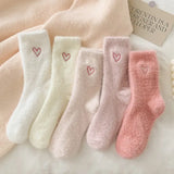 Girls Pink Heart Fluffy Socks