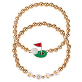 Golf Ball & Golf 2 Beaded Bracelet Stack