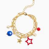 Red, White & Blue Layered Charm Bracelet