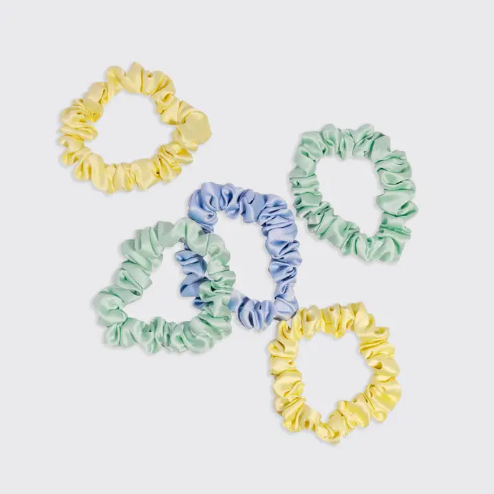 Ruched Satin Scrunchie - Set of 5