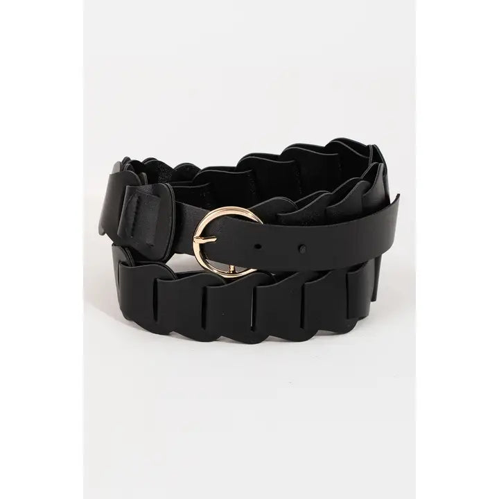 Faux Leather Braid Link Belt