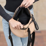 Gia Double Zip Nylon Crescent Bag