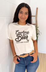 Cowboys & Beer Cropped Graphic Tee [S-2XL]