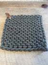 8" Crocheted Pot Holder With Leather Strap