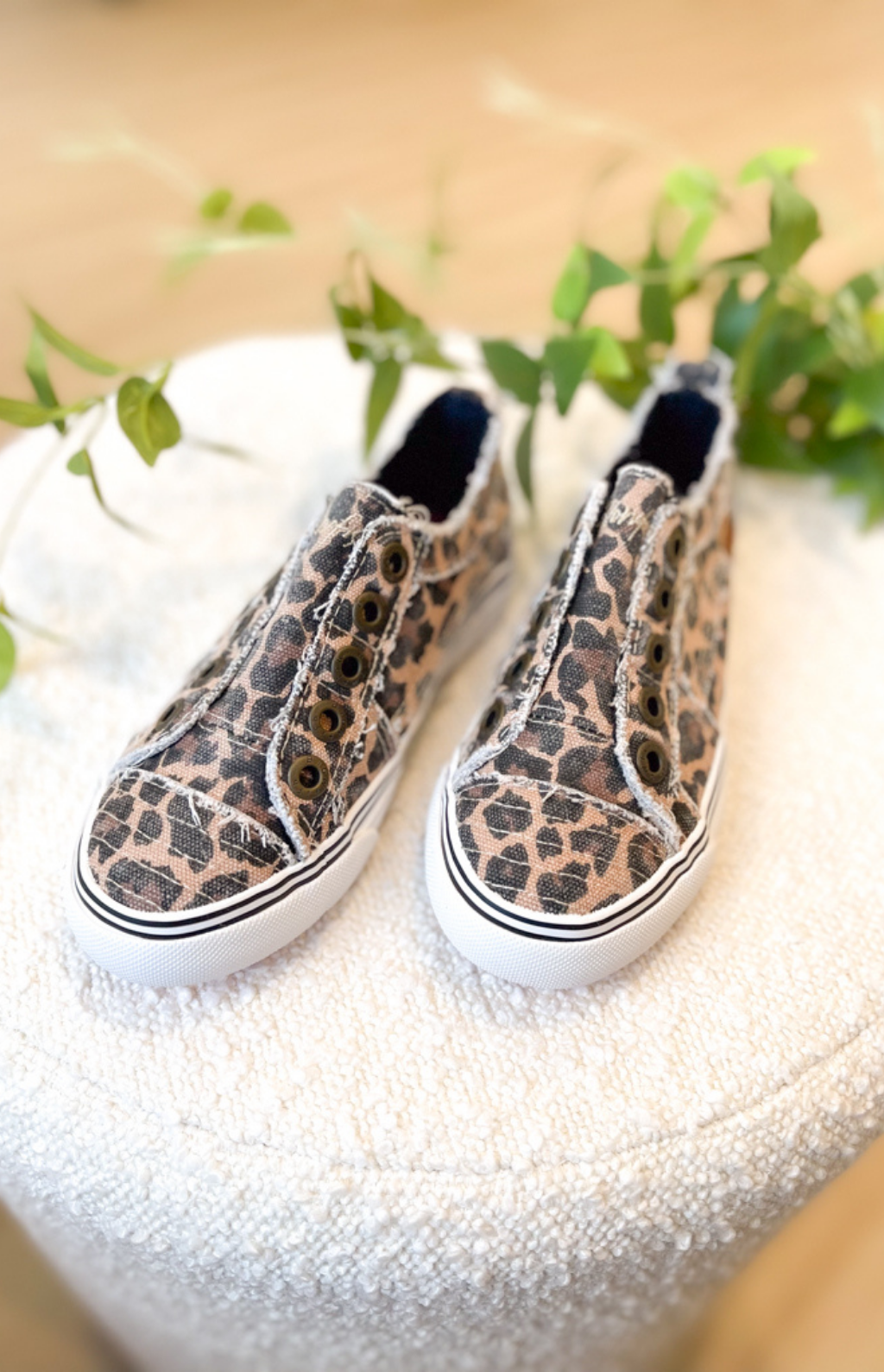 Girls Natural Leopard Sneakers