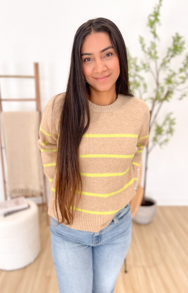 Brielle Lime Striped Sweater