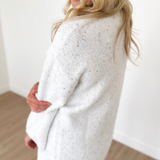 White Ultra Soft Speckled Knit Tunic Top