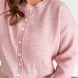 Pink Knit Button Front Cardigan Sweater