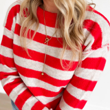 Bold Red Striped Lightweight Sweater