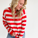 Bold Red Striped Lightweight Sweater