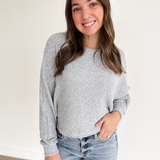 Grey Bat Sleeve Crop Sweater
