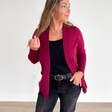 Wine Classic Open Front Cardigan