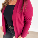 Wine Classic Open Front Cardigan
