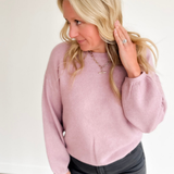 Mauve Soft Knit Elastic Waist Sweater